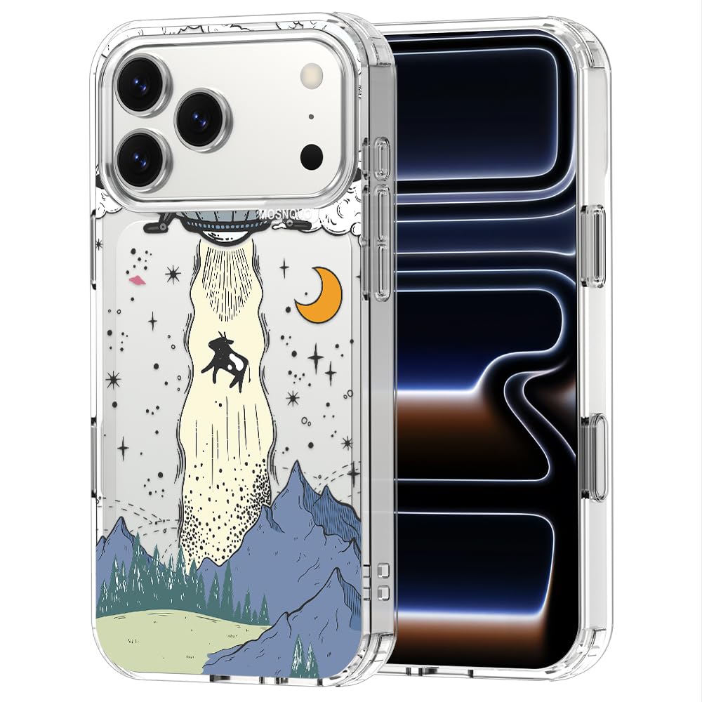 MOSNOVO for iPhone 17 Pro Max Case | Military Grade 6.6ft Drop Tested | Camera Control | Clear with UFO Design