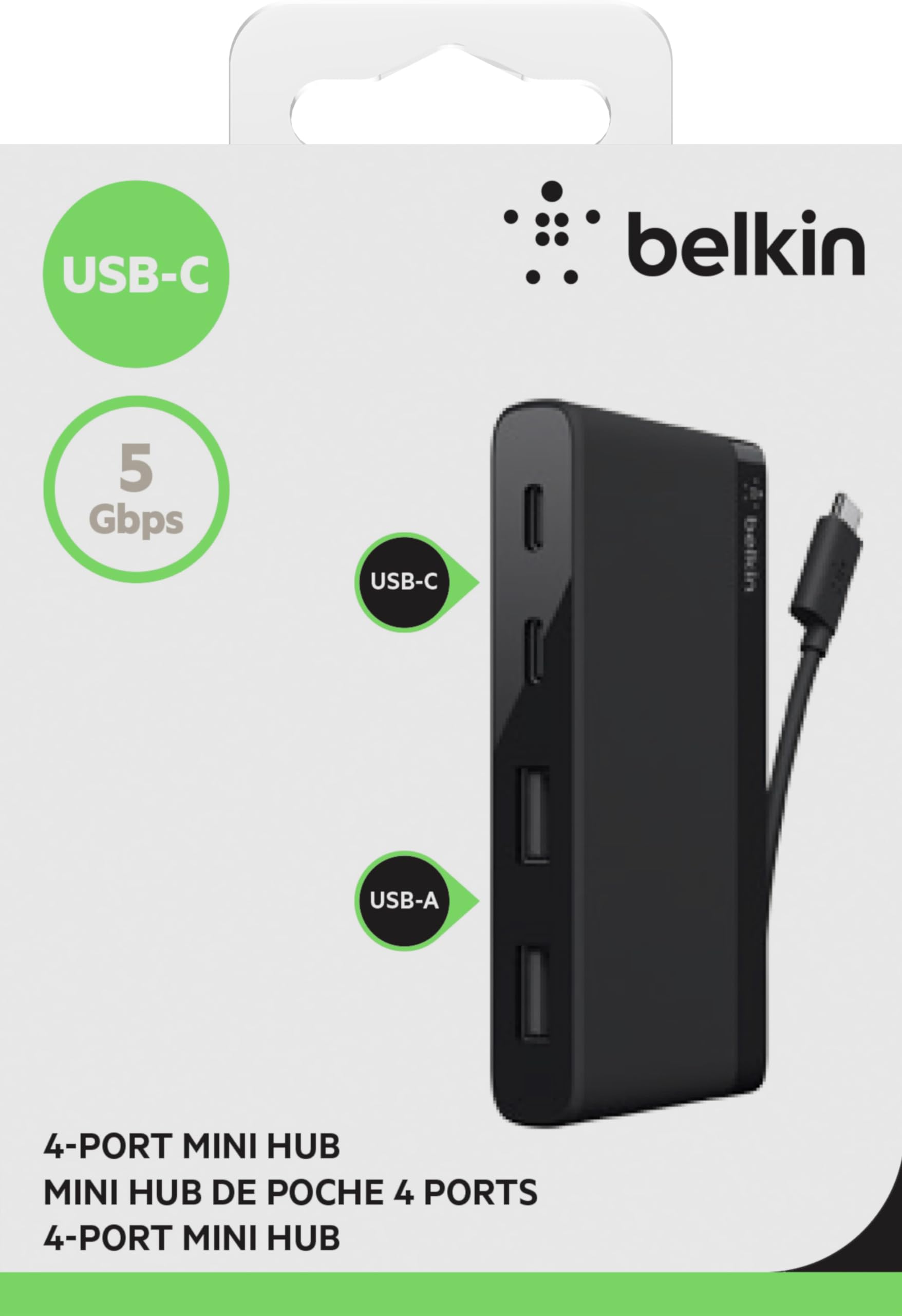 Belkin Usb If Certified 4 Port Mini Usb C Hub With Two Usb C & Two Usb A Ports (Not Supporting Pass Through Charging)