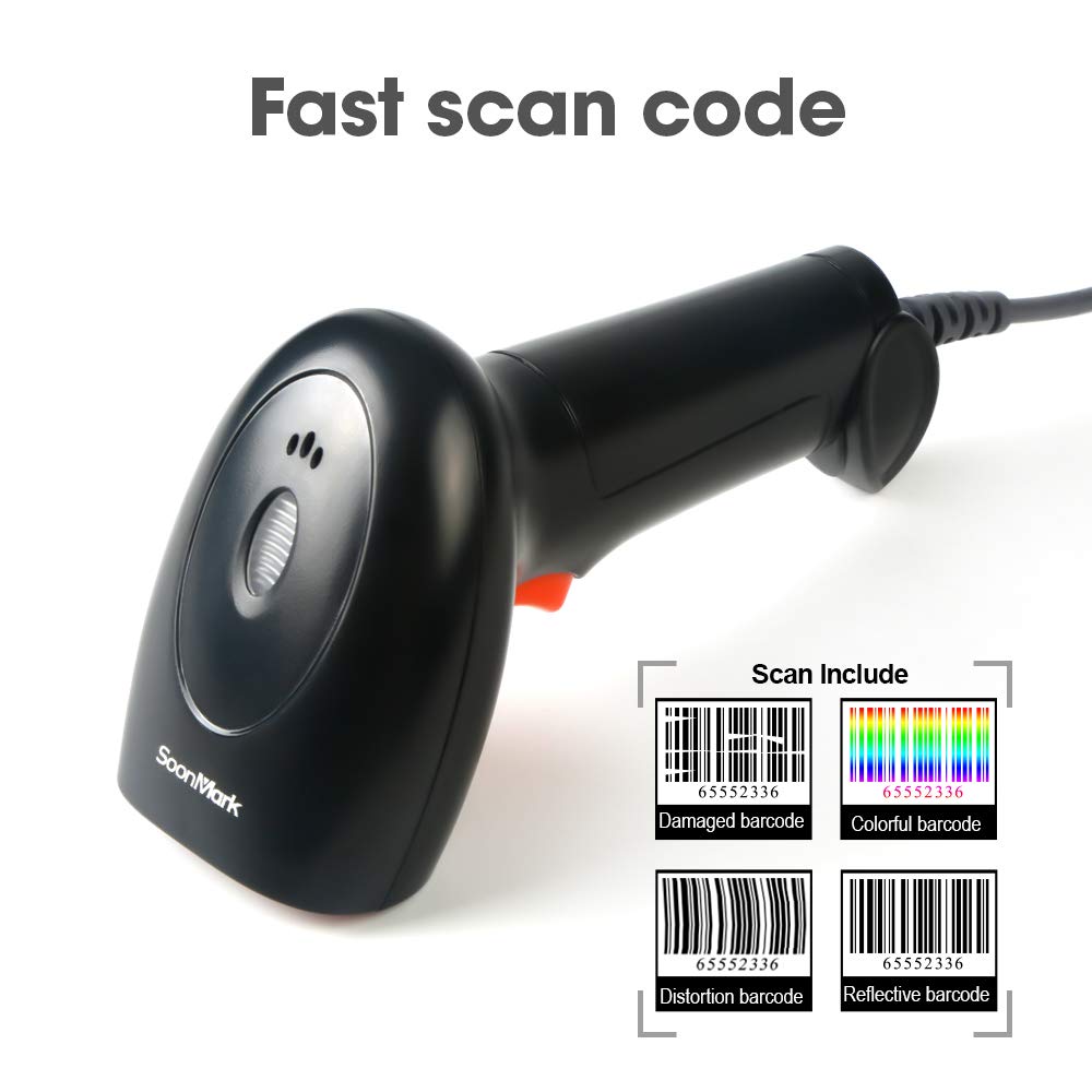 Handheld Usb Barcode Scanner Wired Automatic 1D Bar Code Reader For Supermarket, Convenience Store, Warehouse