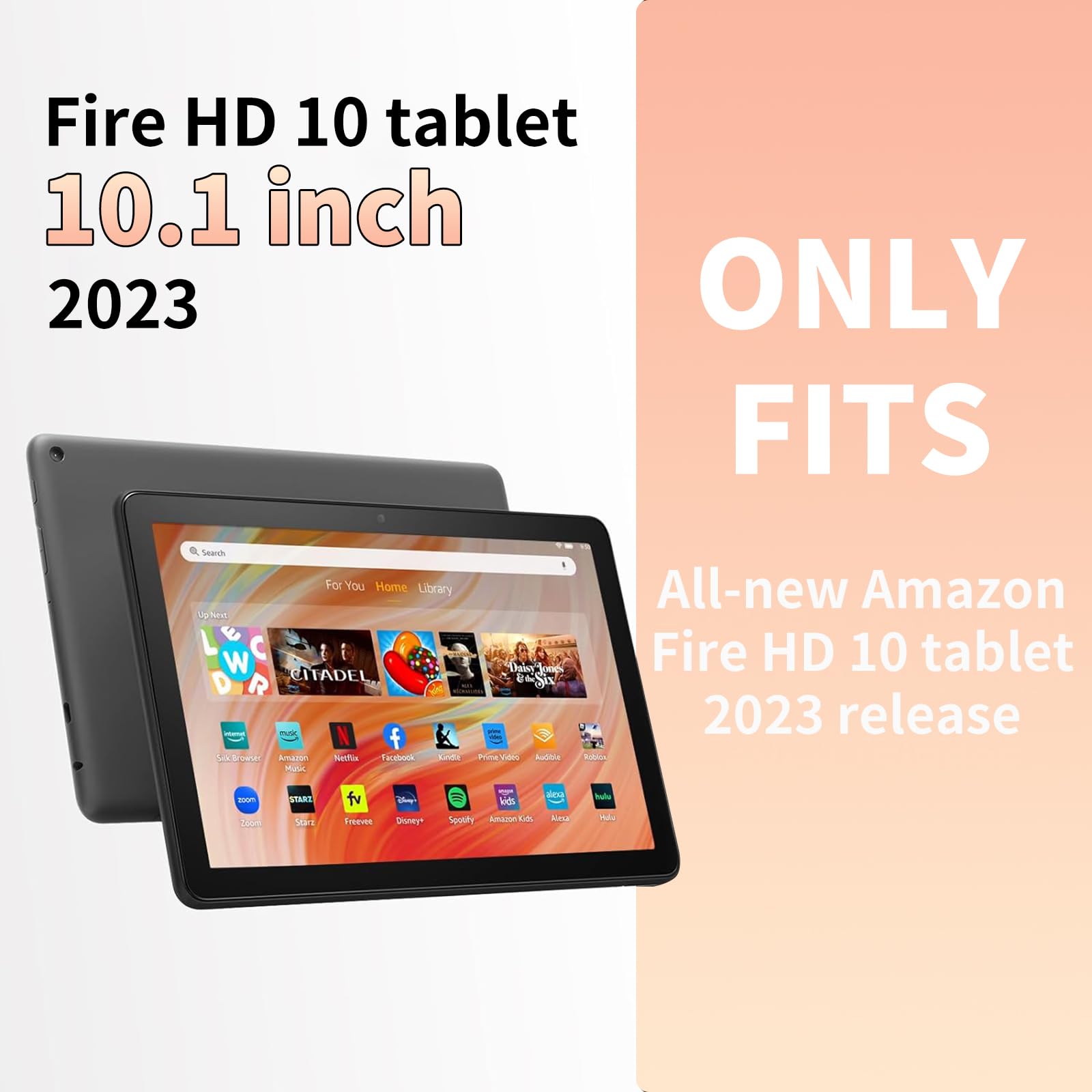 Cat Library Case For All New Kindle Fire Hd 10 Tablet 10.1'' (13Th Generation, 2023 Release), Pu Leather Folding Stand Cover Wit