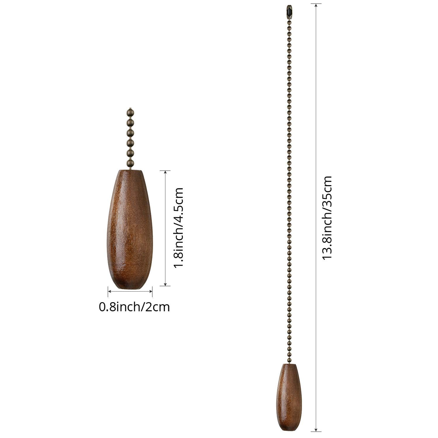 8 Pieces Ceiling Fan Pull Chains Extender Wooden Pendant Pull Chain Extension For Ceiling Light Lamp Fan(Walnut Color)