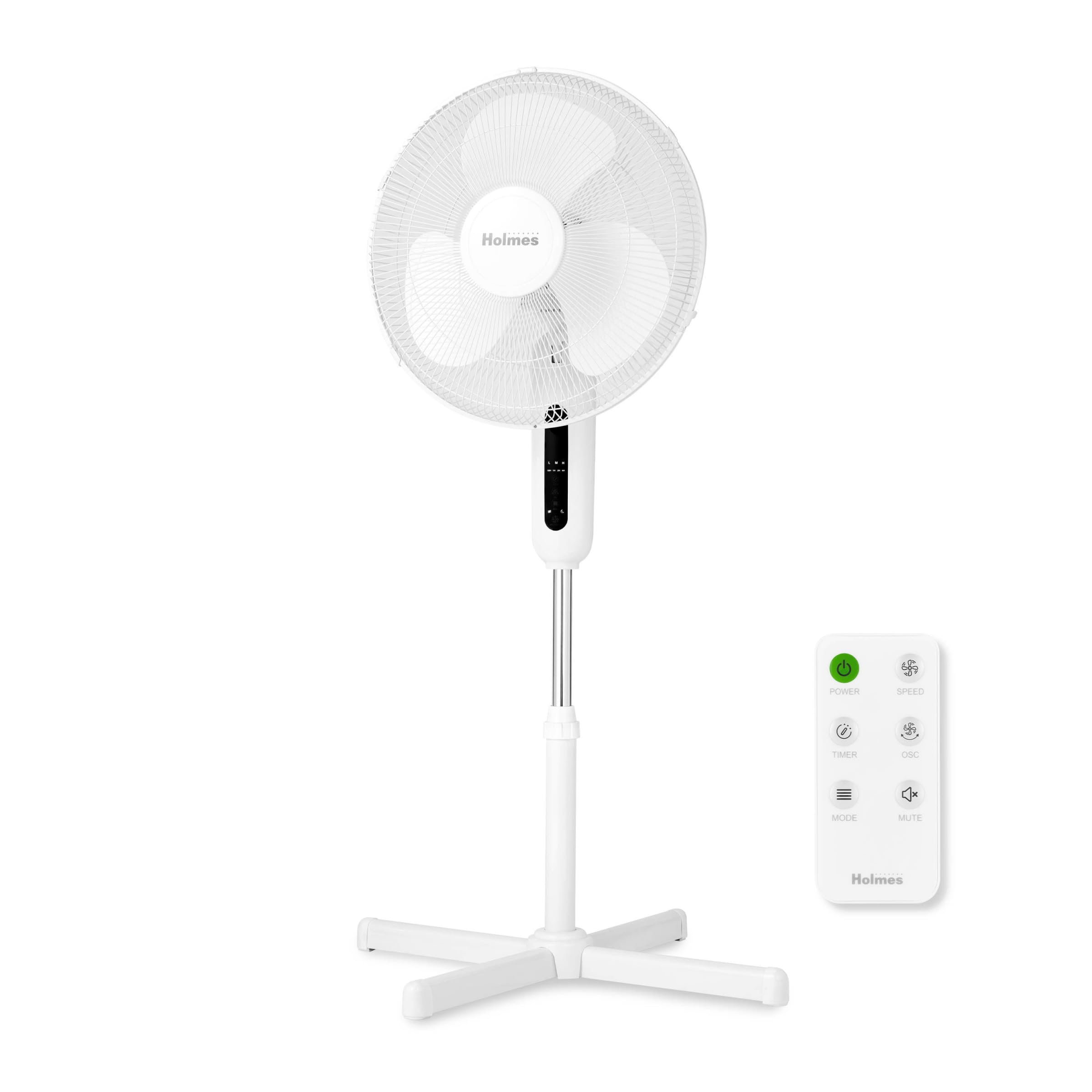 Holmes 16'' Digital Stand Fan, 80 Oscillation, 3 Speeds, 3 Modes, 7.5 Hour Timer, Adjustable Height, 30 Head Tilt, Ideal For Hom