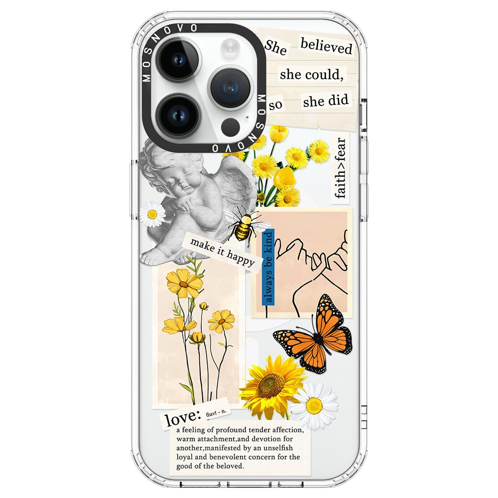 MOSNOVO iPhone 14 Pro Max MagSafe Compatible Buffertech Shockproof Plastic Phone Case Collage Art