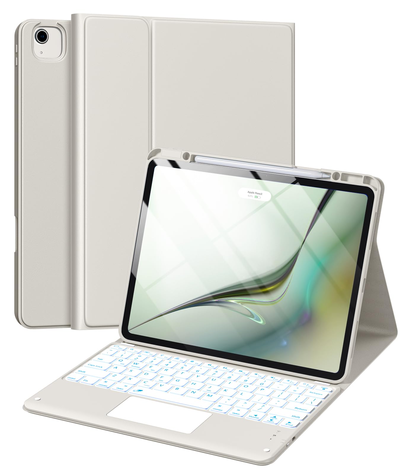 Harvopu for iPad Air 13 Inch & Pro 12.9 Case with Keyboard - Multi-Touch Trackpad, 7 Colors Backlit, Detachable Folio Cover for 