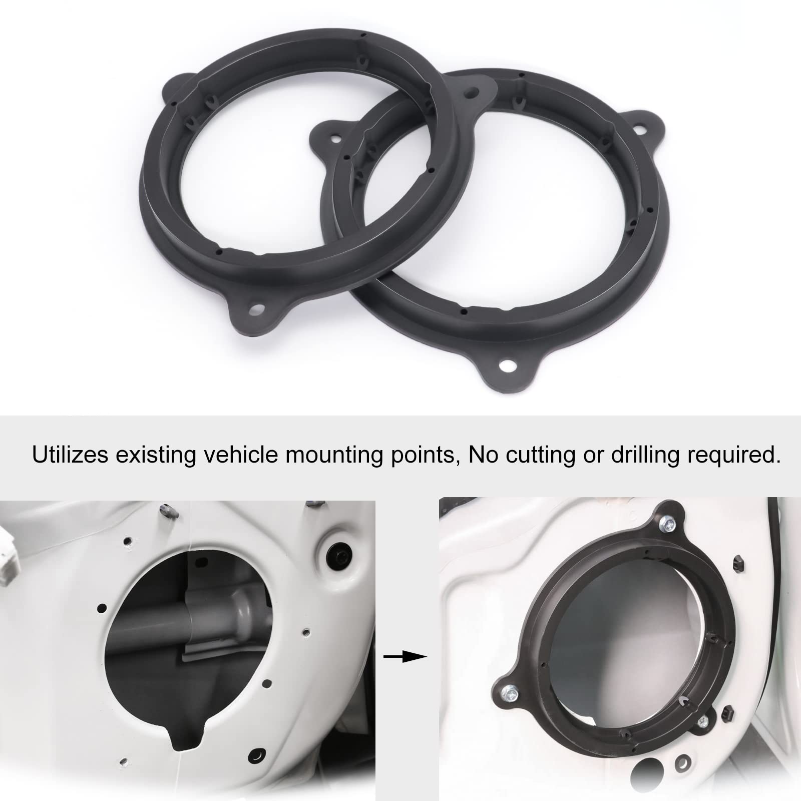 Reamtop 6.5 Inch Black Plastic Speaker Adapter Bracket Ring For Nissan / Infiniti