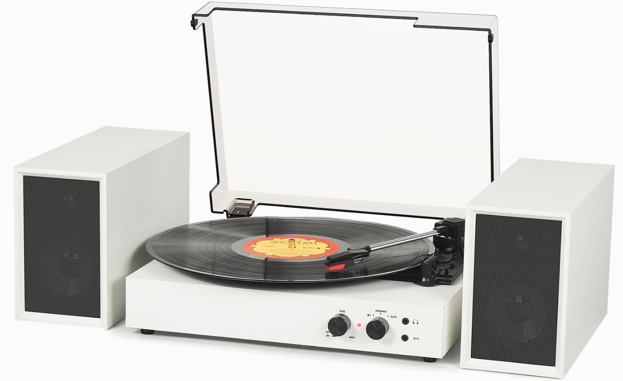 Record Player With Dual External Speakers, Usb Pc Encording, 33 45 78 Rpm Bluetooth Vintage Lp Player Vinyl Turntable With Two S