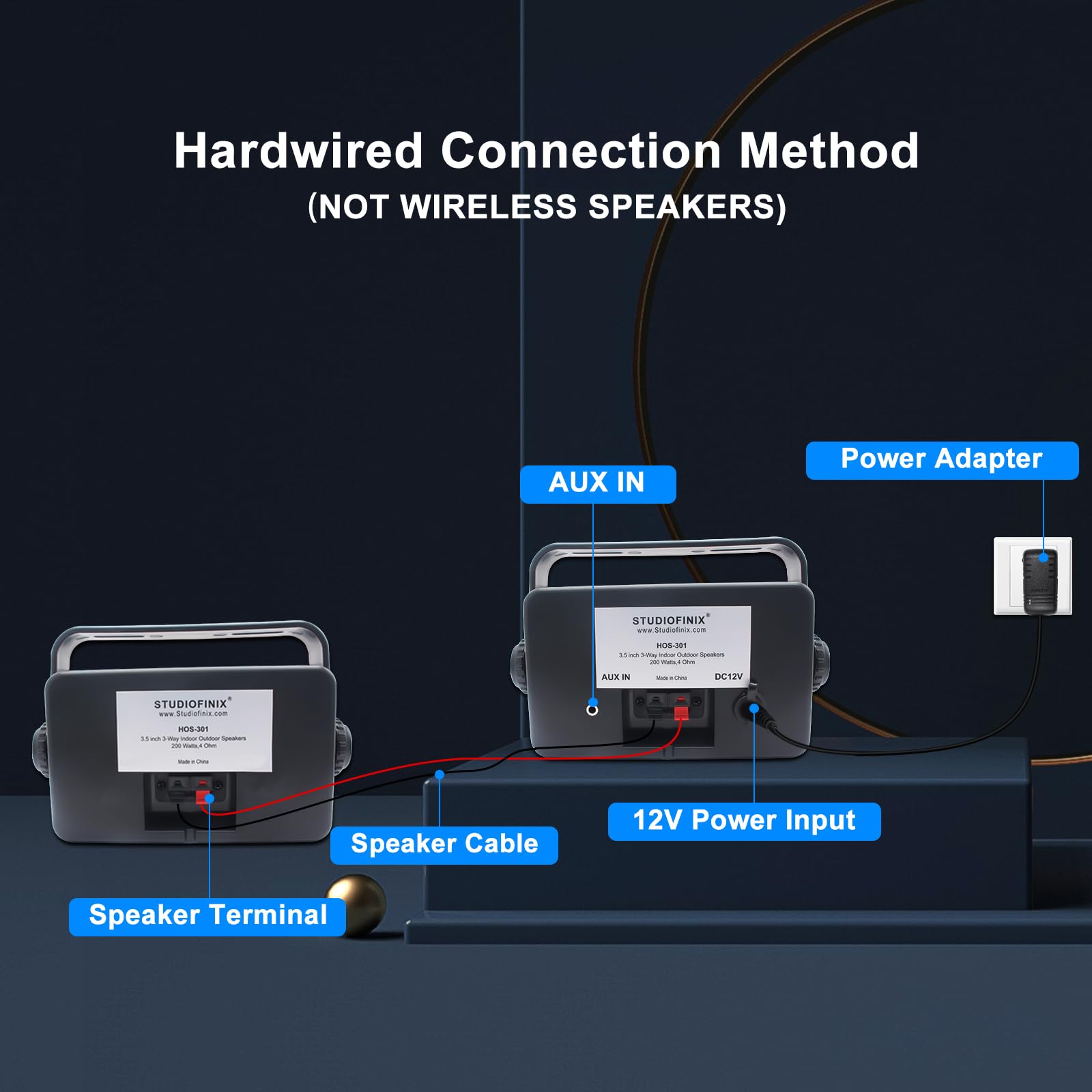 Studiofinix 3.5 Inch Outdoor Bluetooth Speakers Waterproof Wired,3 Way 200W Upgrade Premium Wall Mount Speakers,Ideal Use In Pat