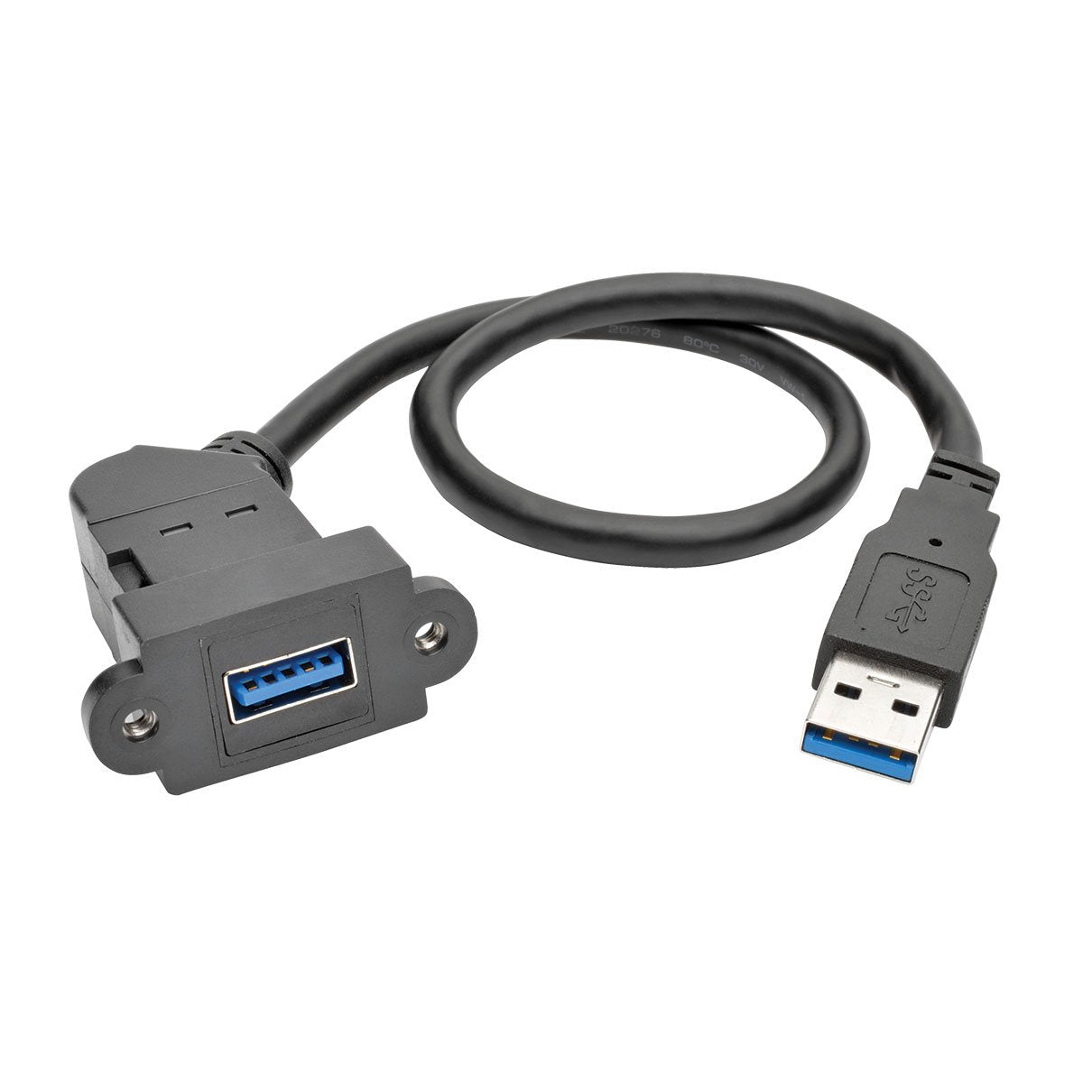 Tripp Lite Usb 3.0 Keystone/Panel Mount Extension Cable (M/F), Angled Connector, Black, 1 (U324 001 Kpa Bk)