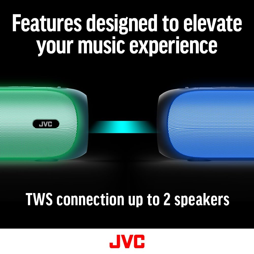 Jvc Illuminated Portable Wireless Speaker With 30W Max Outputs, Dynamic Sound, Bluetooth 5.0, Tws Capability, Usb-C, Aux In, Up
