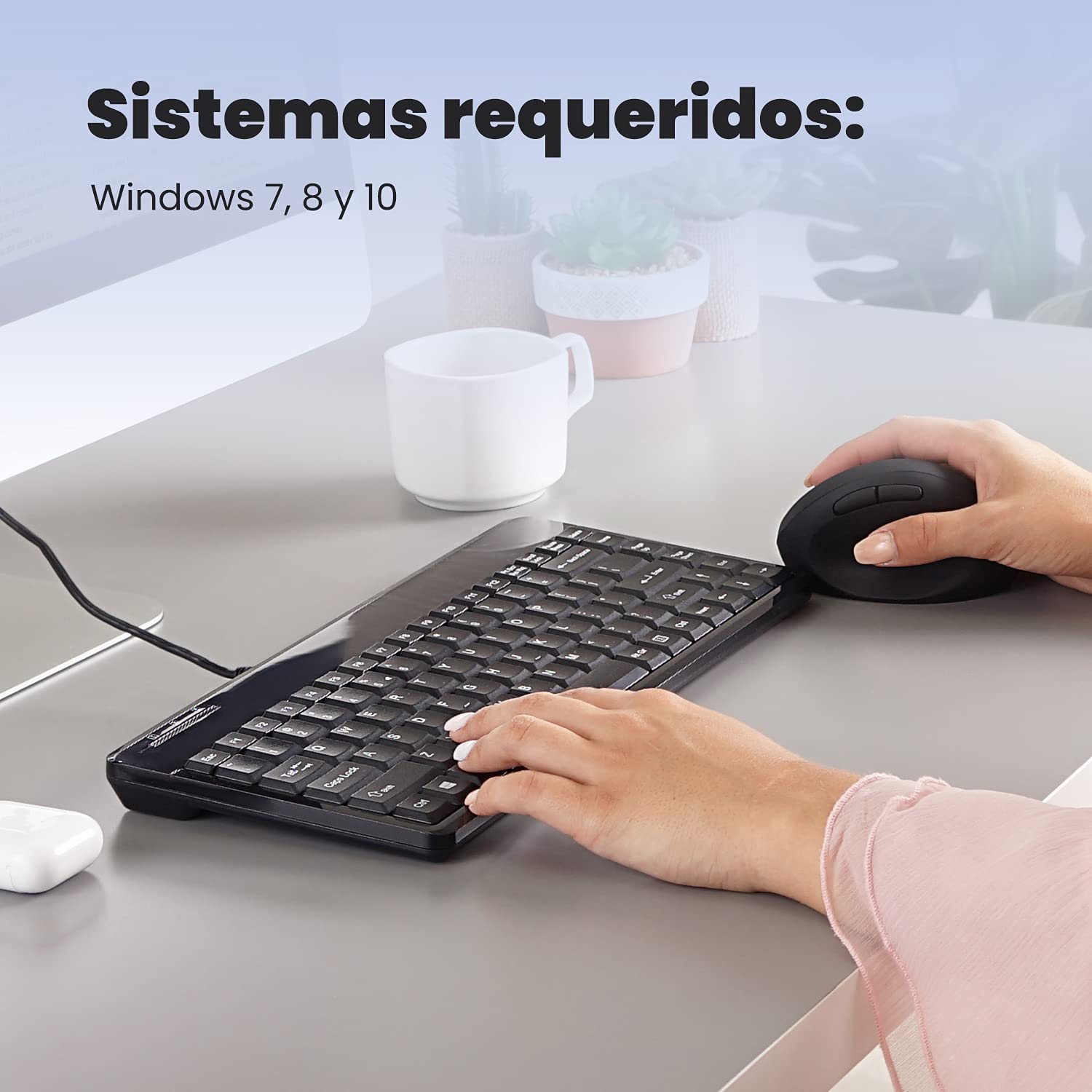 Perixx Periboard 409P Es Mini Teclado Con Cable Ps2 314X146X20Mm   Negro   Qwerty Espaol