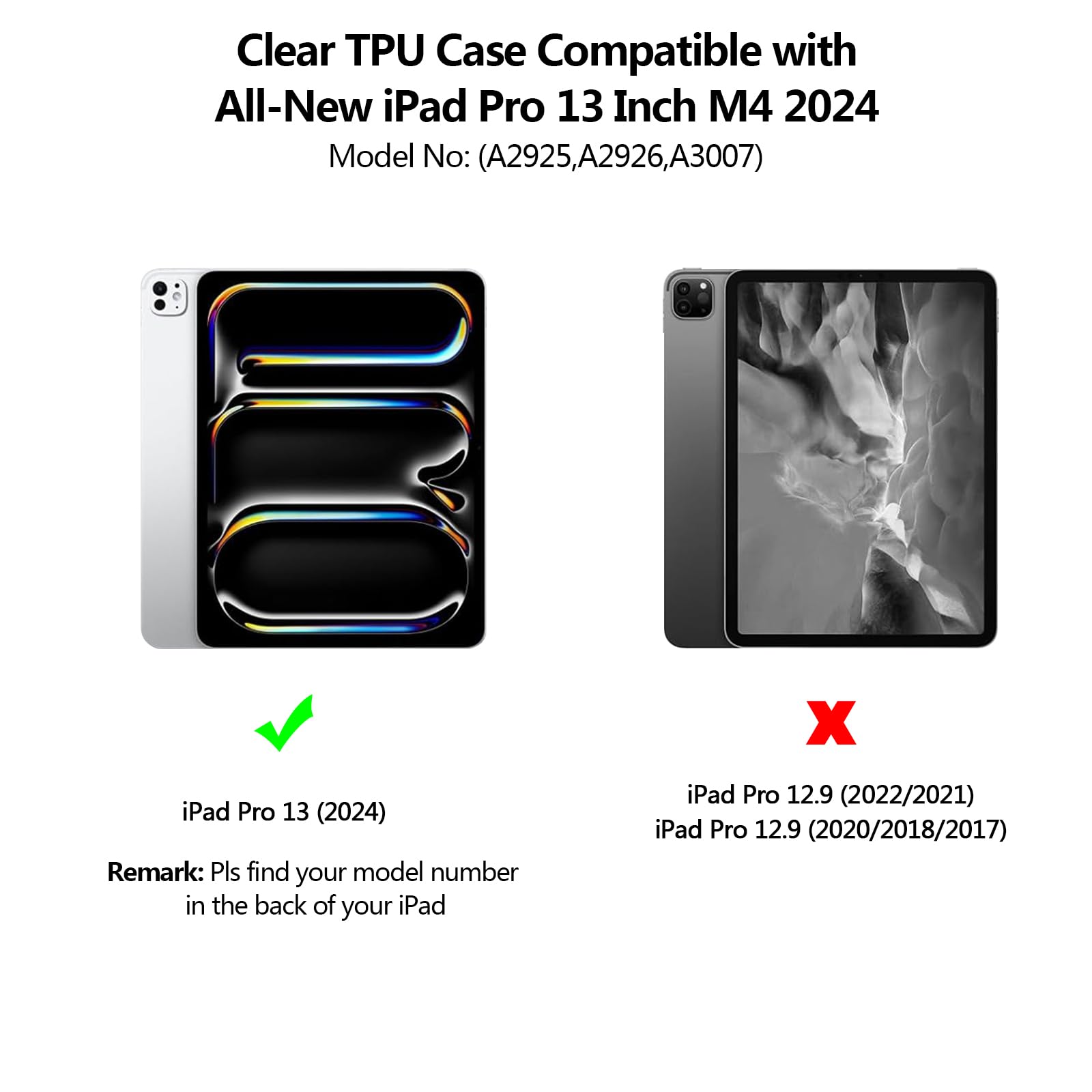 Aircawin For Ipad Pro 13 Inch Case Clear M4 With Pencil Holder 2024,Clear Case For Ipad Pro 5Th Generation,Supports Apple Pencil