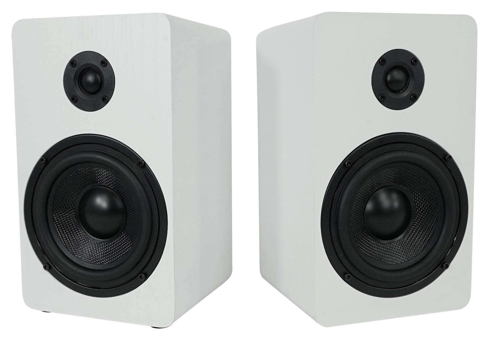 Rockville Pair RockShelf 58W V2 360W White 5.25 Bookshelf Speakers 8 Ohm, Kevlar Woofers, Silk Dome Tweeter, Wall-Mountable, for