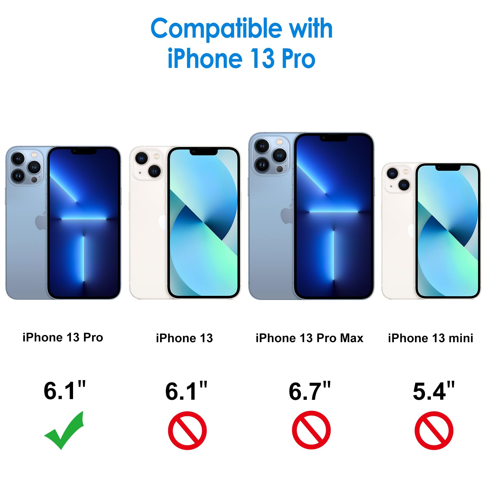 Jetech Case For Iphone 13 Pro 6.1 Inch, Non Yellowing Shockproof Phone Bumper Cover, Anti Scratch Clear Back (Sierra Blue)