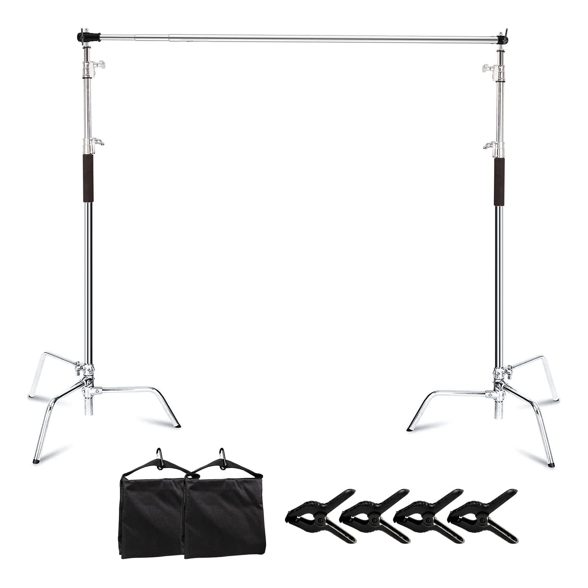 Meking 10X10Ft / 3X3M Photo Backdrop Stand Kit, Heavy Duty Adjustable Photography Background Support System Stand With 2 Sandbag