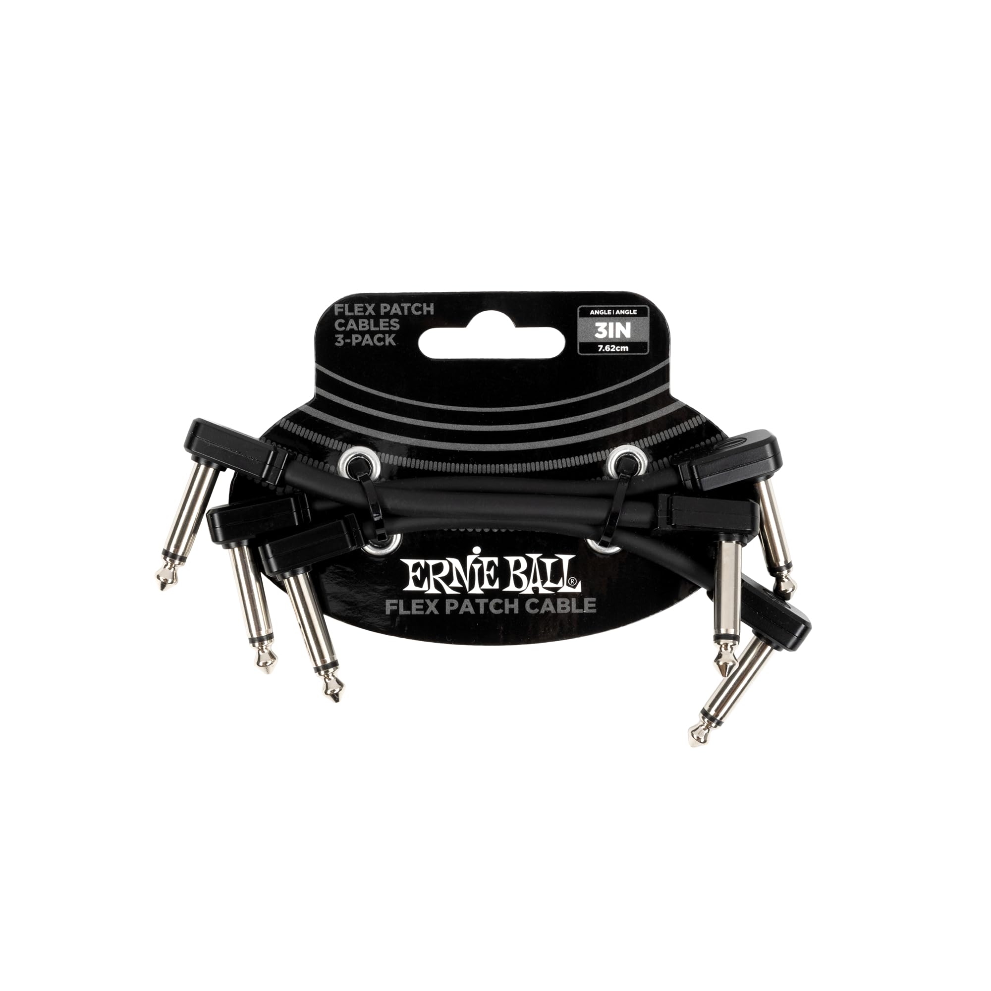 Ernie Ball Flex Patch Cable 3In   Black   3 Pack
