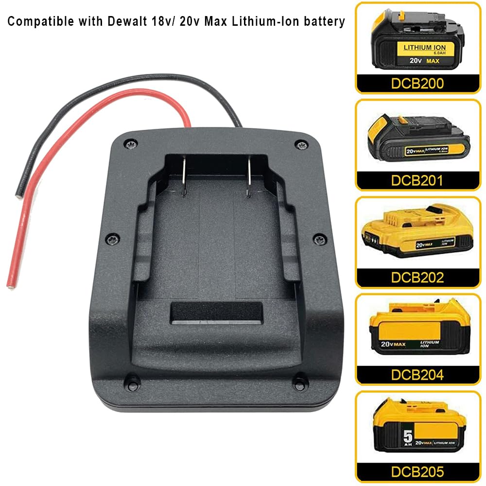 Battery Adapter For Dewalt 18V 20V Max Battery Dock Adapter Power Mount Dock Holder With 12Awg Wires, Battery Converter Connecto