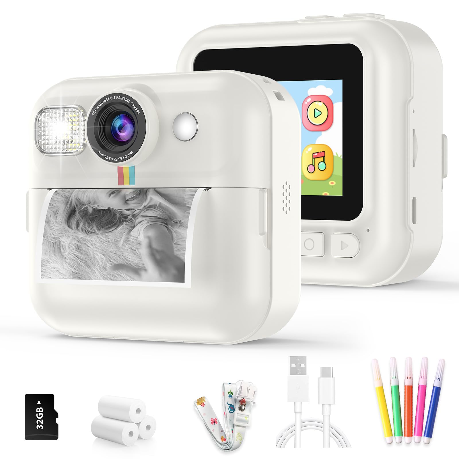 Kids Camera Instant Print Birthday Gifts For Girls Age 3 8, Toddler Camera Travel Selfie Video Camera Toys Instant Printing Came