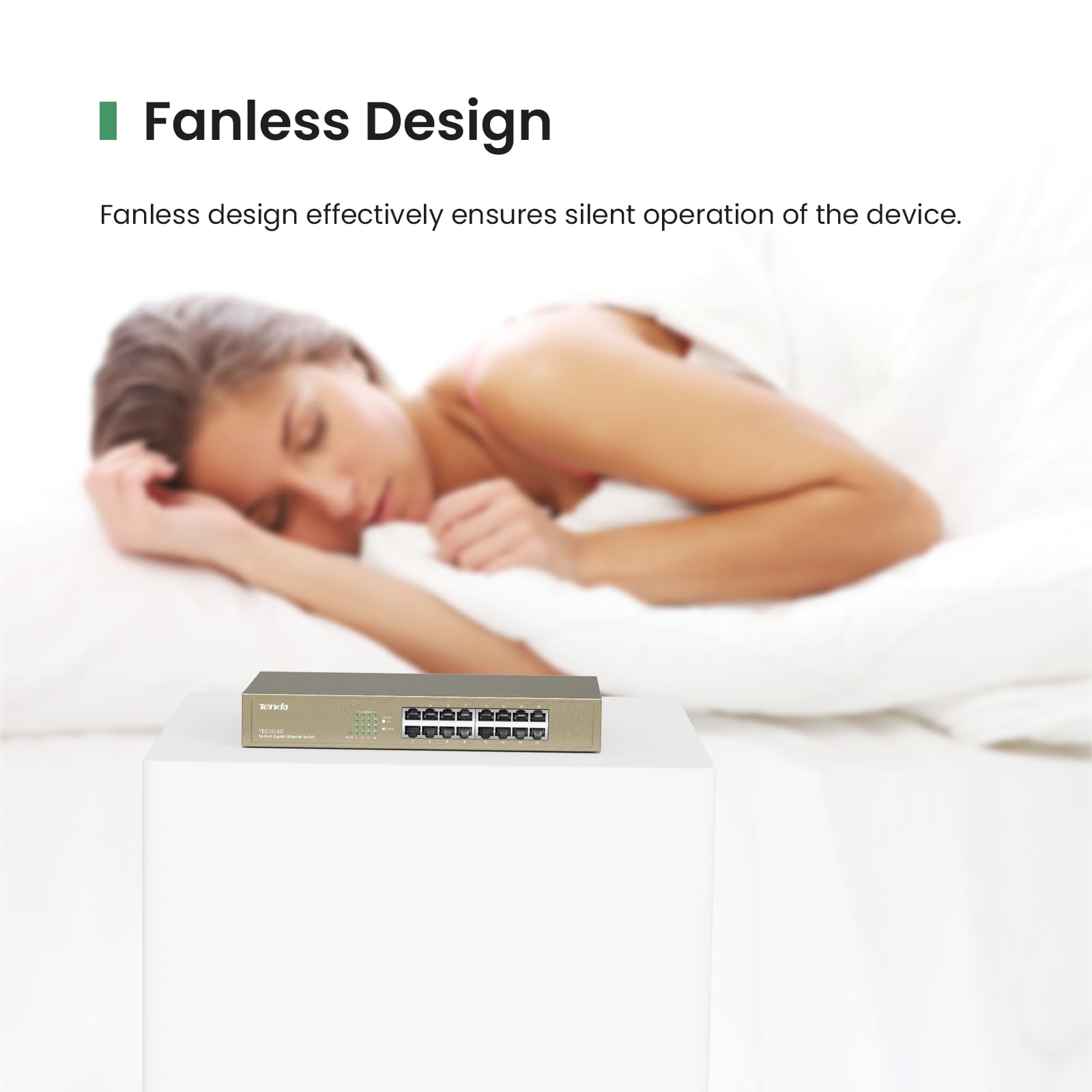 Tenda Teg1016D, Unmanaged 16 Port Gigabit Switch, Rackmount Ethernet Switch, Plug & Play, Fanless & Metal Design Network Switch,