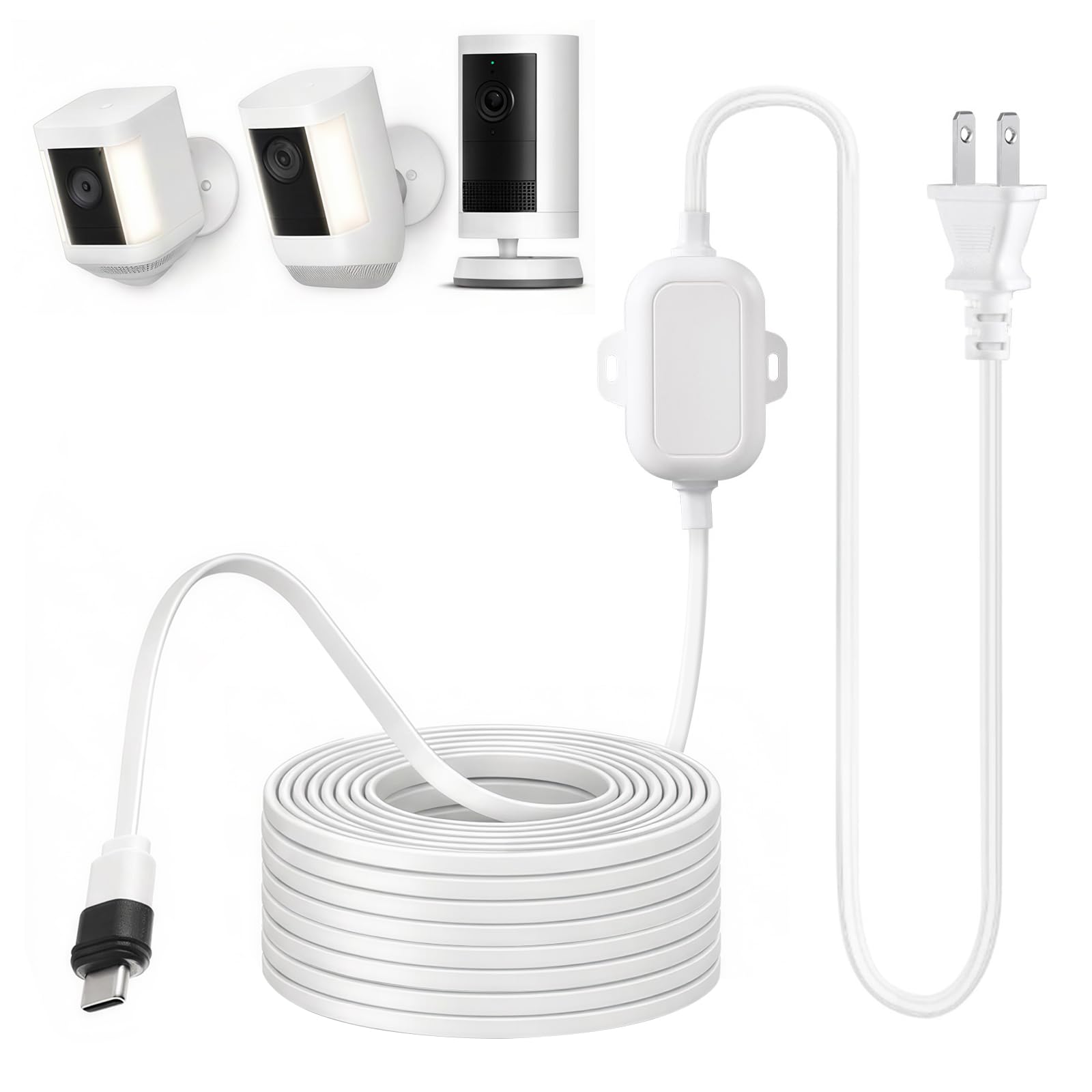25ft USB C Power Adapter for Ring Spotlight Cam Plus/Pro (Battery) & Ring Outdoor Cam Plus (Battery), Outdoor Weatherproof Charg