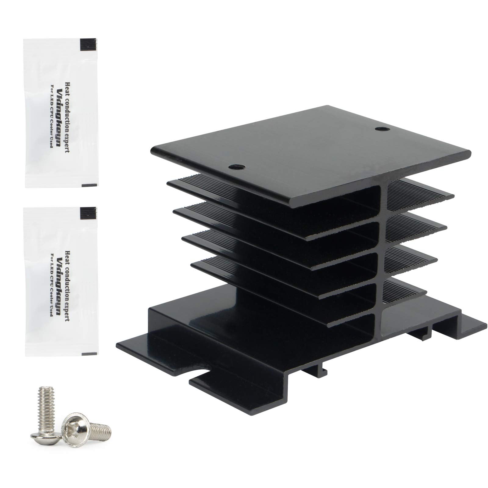 CGELE 1PCS Aluminum Heat Sink SSR Black Radiator Dissipation for Single Phase Solid State Relay 10A,25A,40A