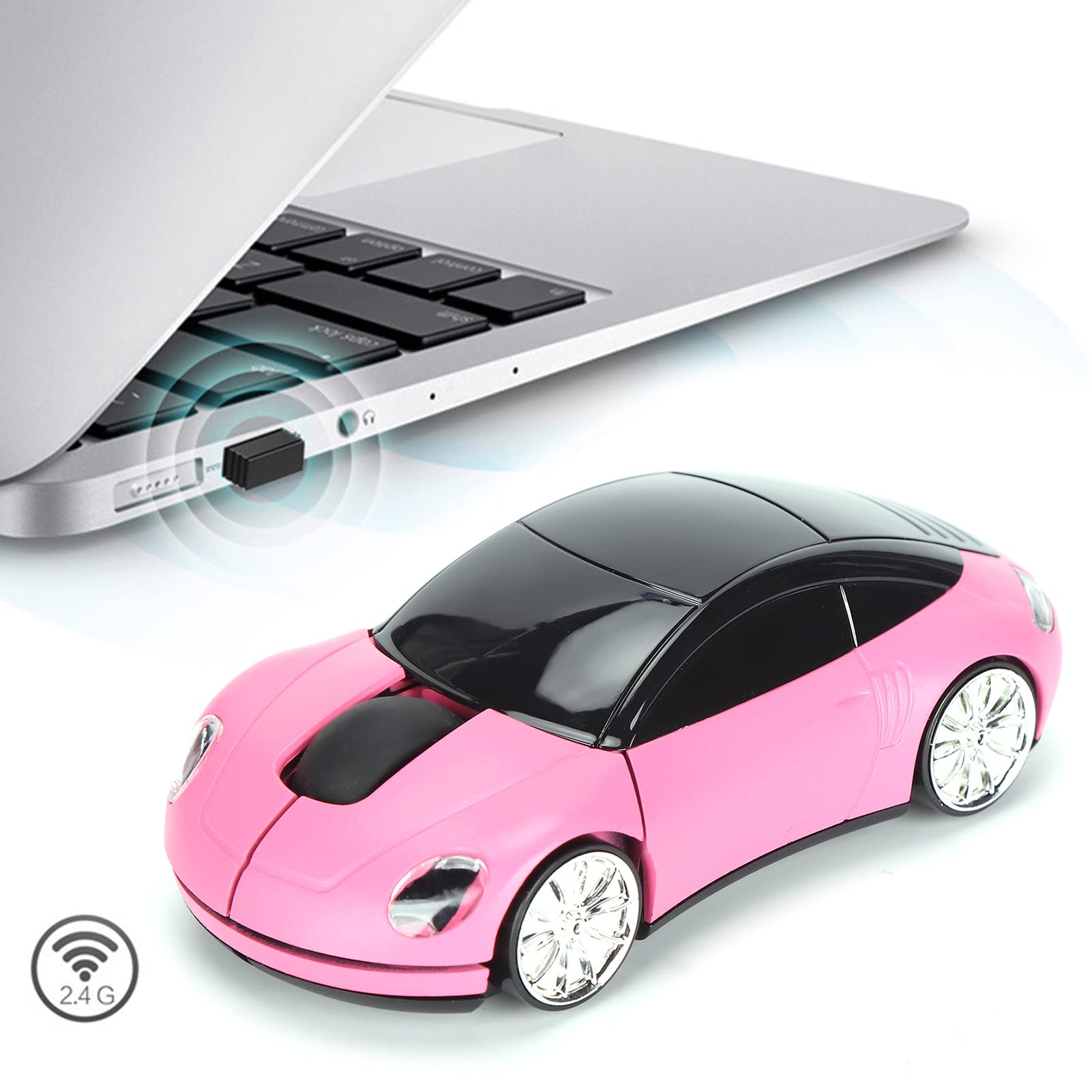 Dpofirs 2.4G Mouse For Laptop, Mini Car Shaped Smart Cordless Mouse, Ergonomic Game Mouse With Usb Receiver, Gifts For Girls()