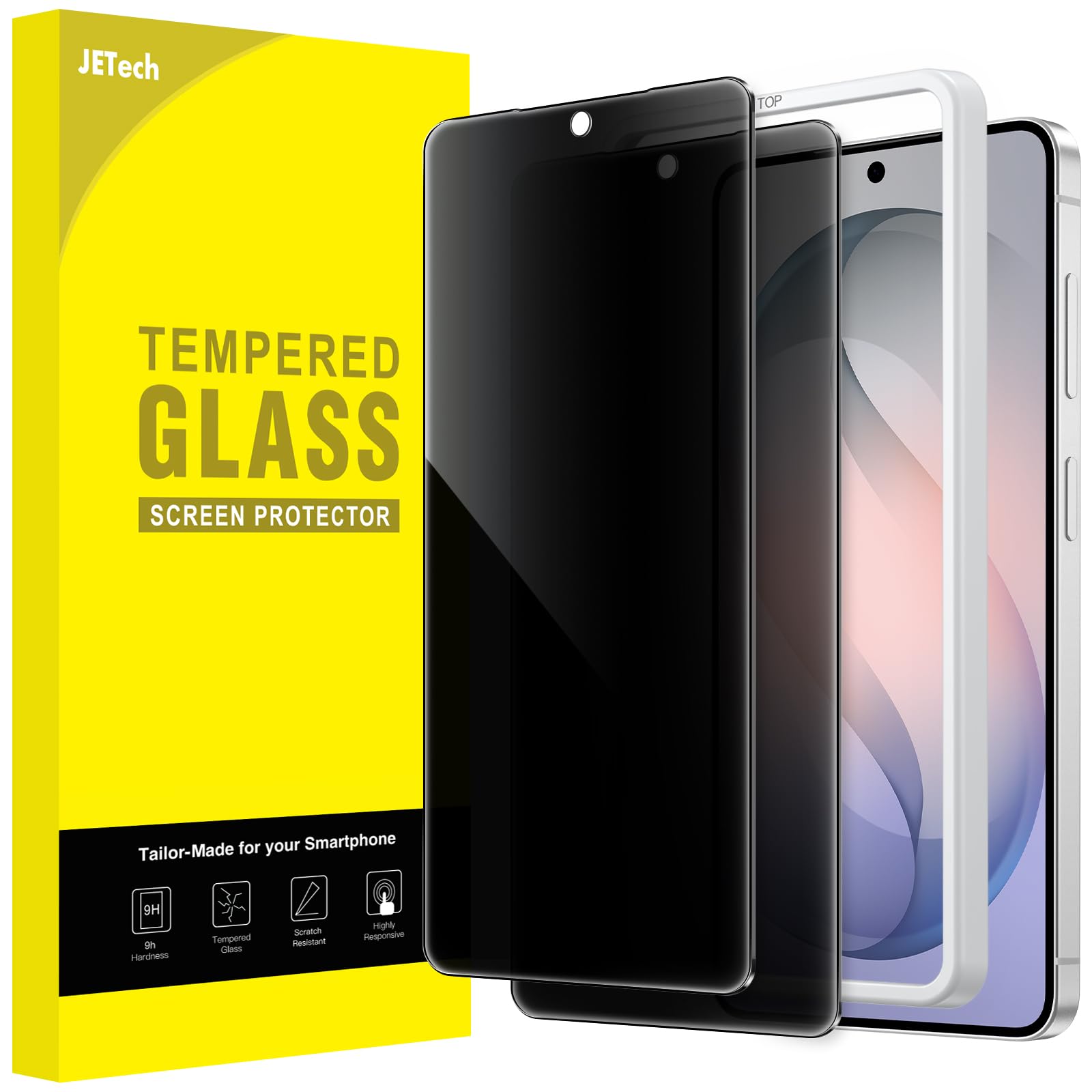 JETech Privacy Screen Protector for Samsung Galaxy S26, Anti-Spy Tempered Glass Film with Easy Installation Tool, Fingerprint ID