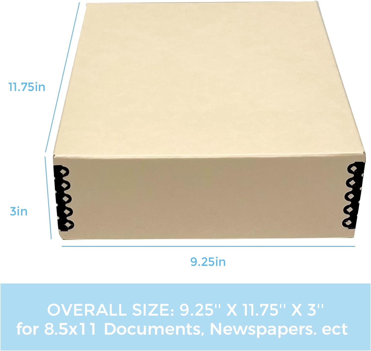 Lineco Museum Archival Storage Box, 9.25X11.75X3 In. Drop Front Design. Acid Free With Metal Edge. Organize Photos, Pictures, Prints, Documents, Crafts, Diy. Tan, 1 Pack