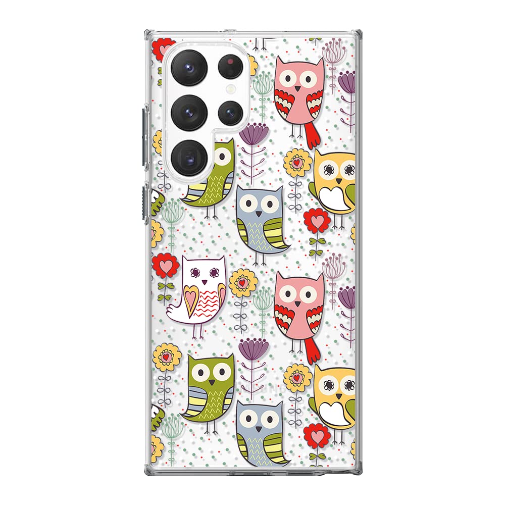 Samsung Galaxy S23 Ultra Case,Blingy'S Women Girls Cute Owl Bird Design Animal Cartoon Style Transparent Soft Tpu Protective Cle