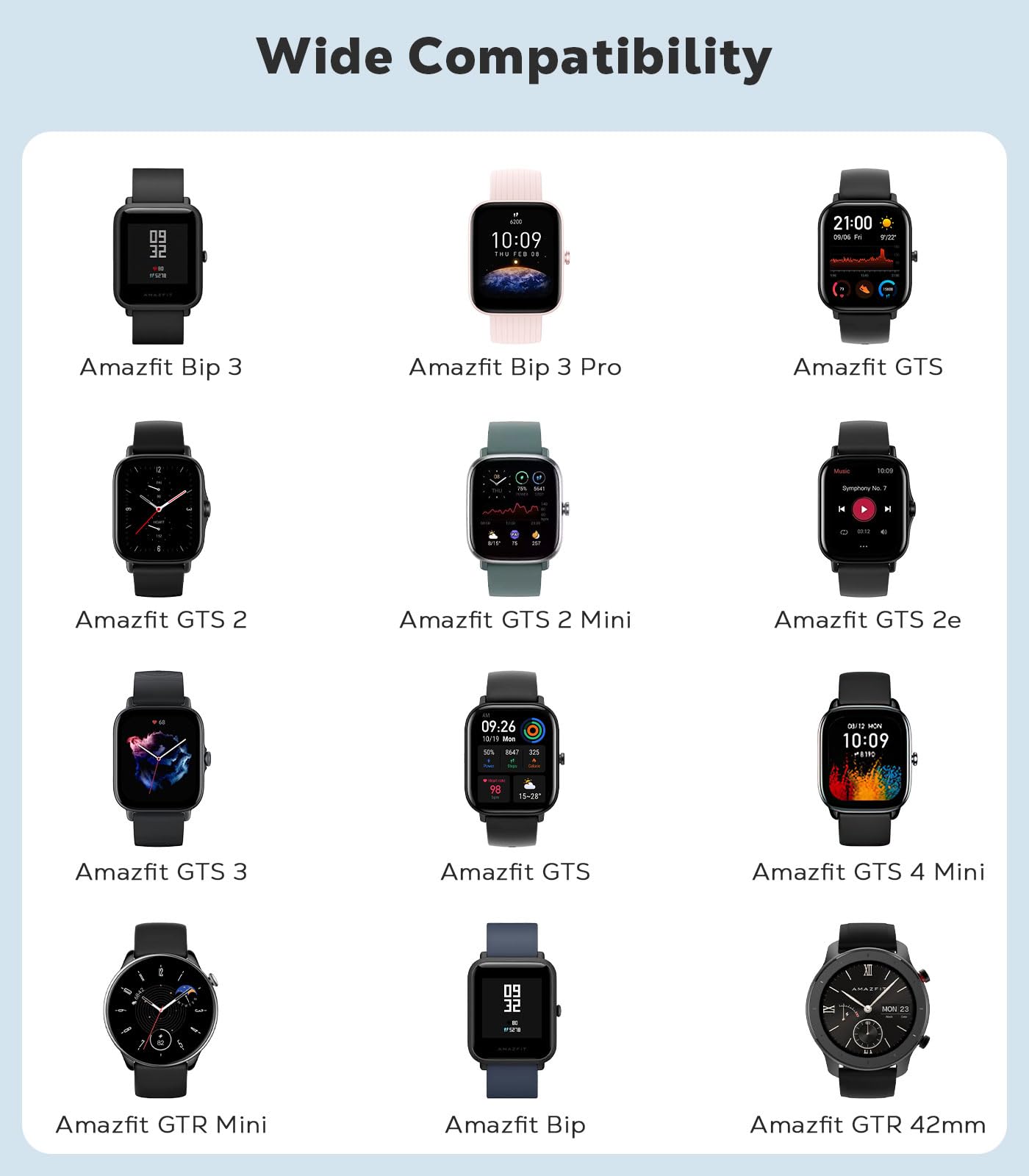 Astorgos 3 Pack Stretchy Nylon Bands Compatible With Amazfit Active/Active 2/Gts 2/2 Mini/2E/3/4/4 Mini/Bip 3/3 Pro/U/U Pro/Gtr