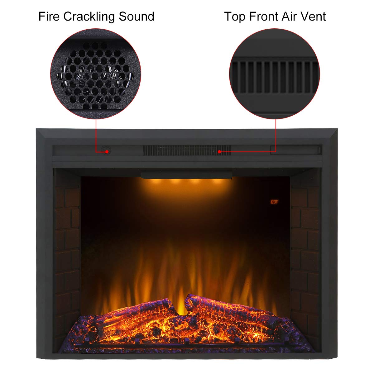Valuxhome Electric Fireplace, 30 Inches Electric Fireplace Insert, Fireplace Heater With Overheating Protection, Fire Crackling
