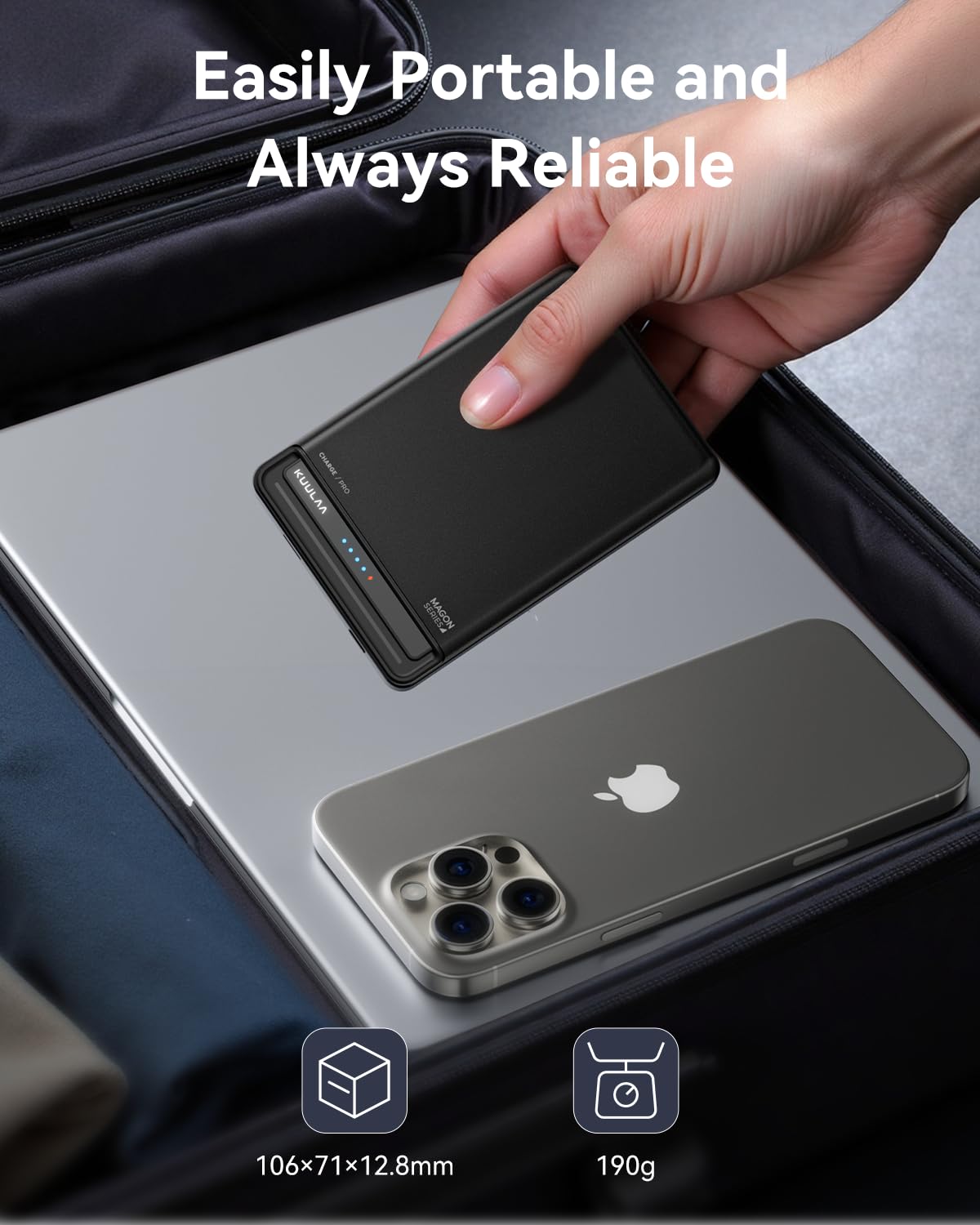 Kuulaa For Magsafe Battery Pack 10000Mah, 20W Ultra Slim Wireless Portable Phone Charger With Led Display, Magnetic Power Bank F