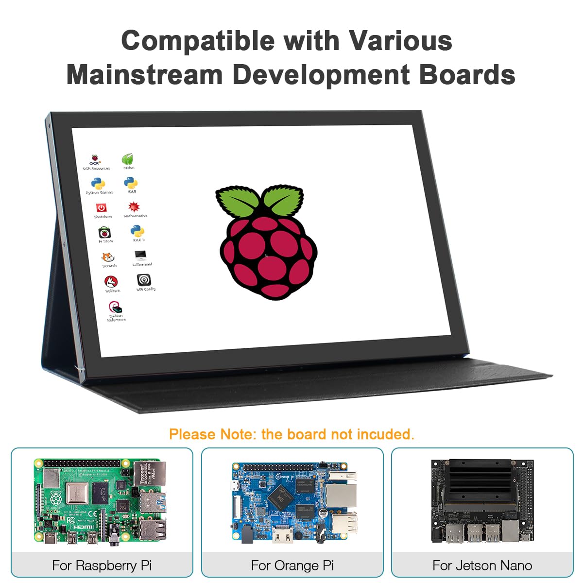 Hosyond 10.1'' Lcd Touchscreen Ips Monitor 1280X800 Portable Screen Hdmi Display Built In Speakers With Shell For Raspberry Pi 5