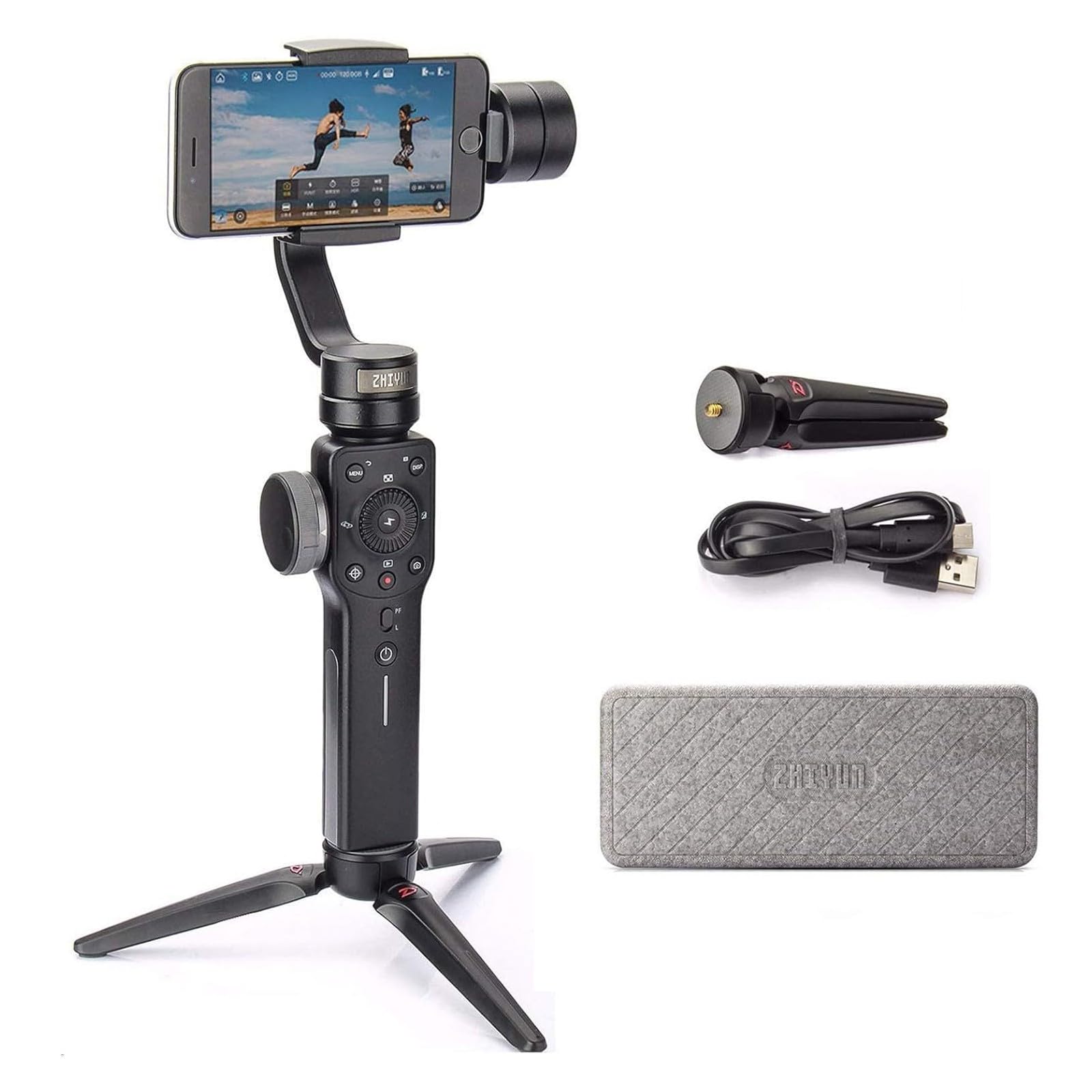 Zhiyun Smooth 4 Gimbal Stabilizer for Smartphone iPhone Android Cell Phone 3-Axis Handheld Gimbal for Vlogging YouTube Vlog TikT