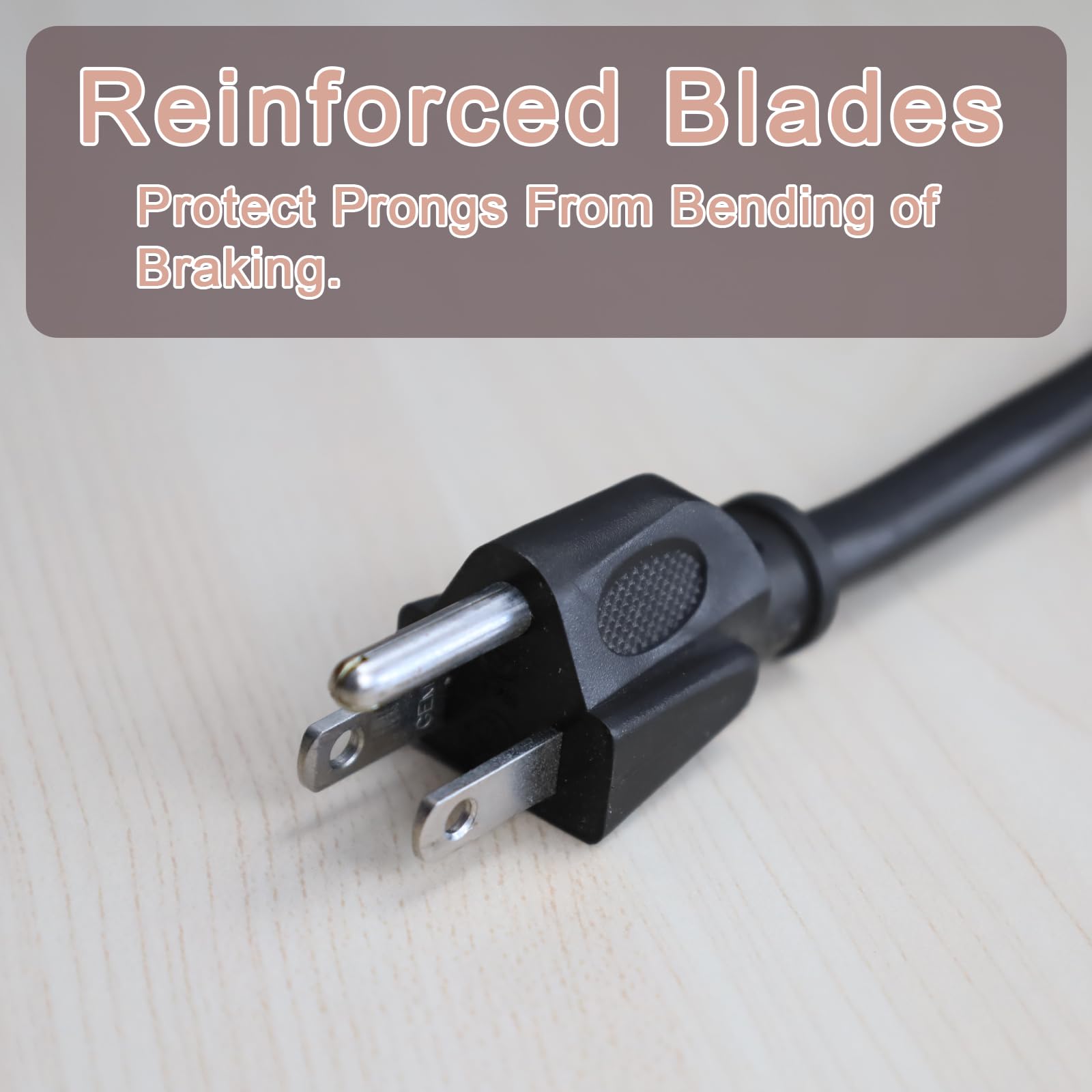 Greenprosper 10 Ft Indoor Outdoor Black Extension Cord, 16 Gauge Waterproof Electrical Power Cable, 16/3 Sjtw 3 Prong Grounded P