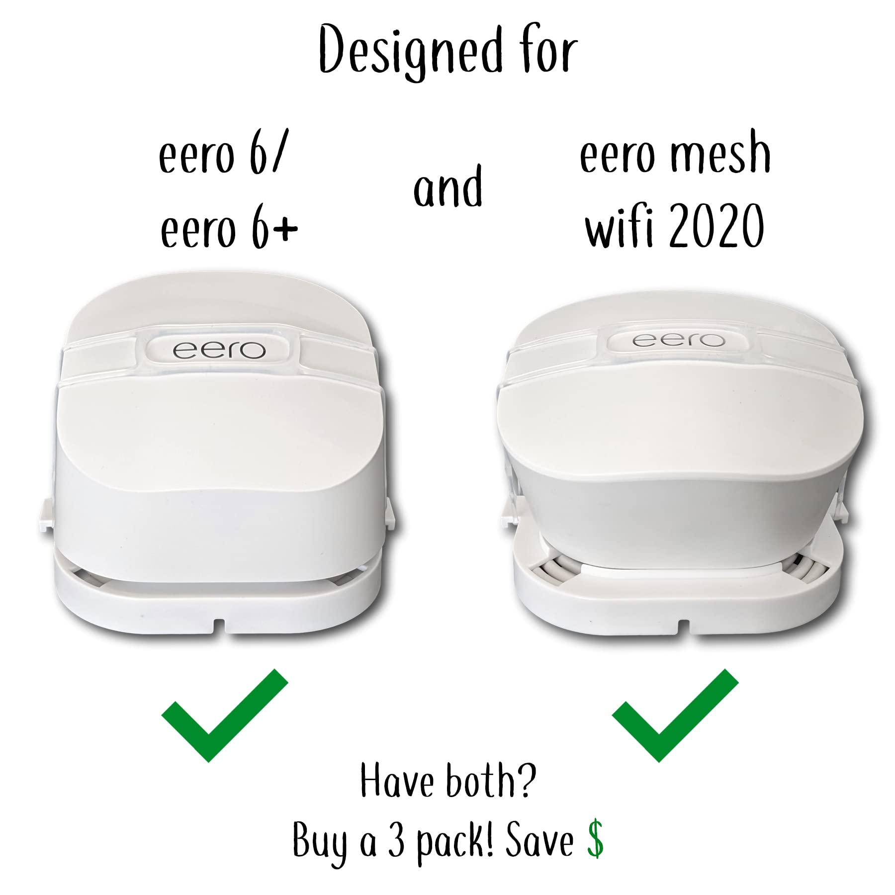 The Eero Genie For Eero 6, 6+, And Mesh Wi Fi: Wall Mount Outlet Holder Stand | Lowest Profile | Open Access | Multiple Install
