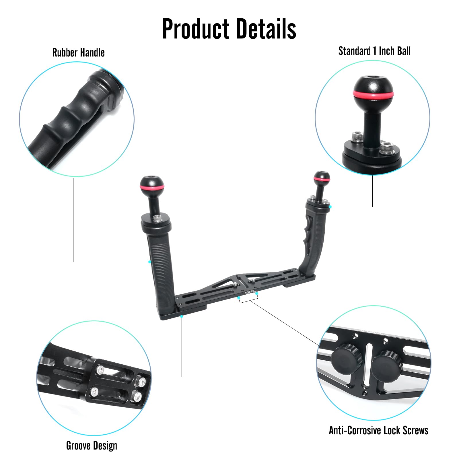 Nitescuba Ns10 Underwater Camera Tray Extendable Handle Grips Bracket For Gopro,Pt059,Rx100 Uw Camera Housing Universal Soft Han