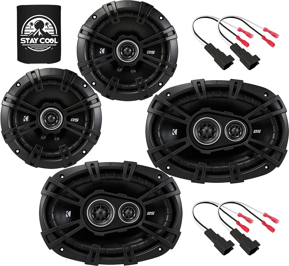 KICKER Speakers 6.5 & 6X9 inch for GMC Sierra 1500 2014-2019 Upgrade Kit - 4 Pack of DS Series with Harness, Car Audio Front and