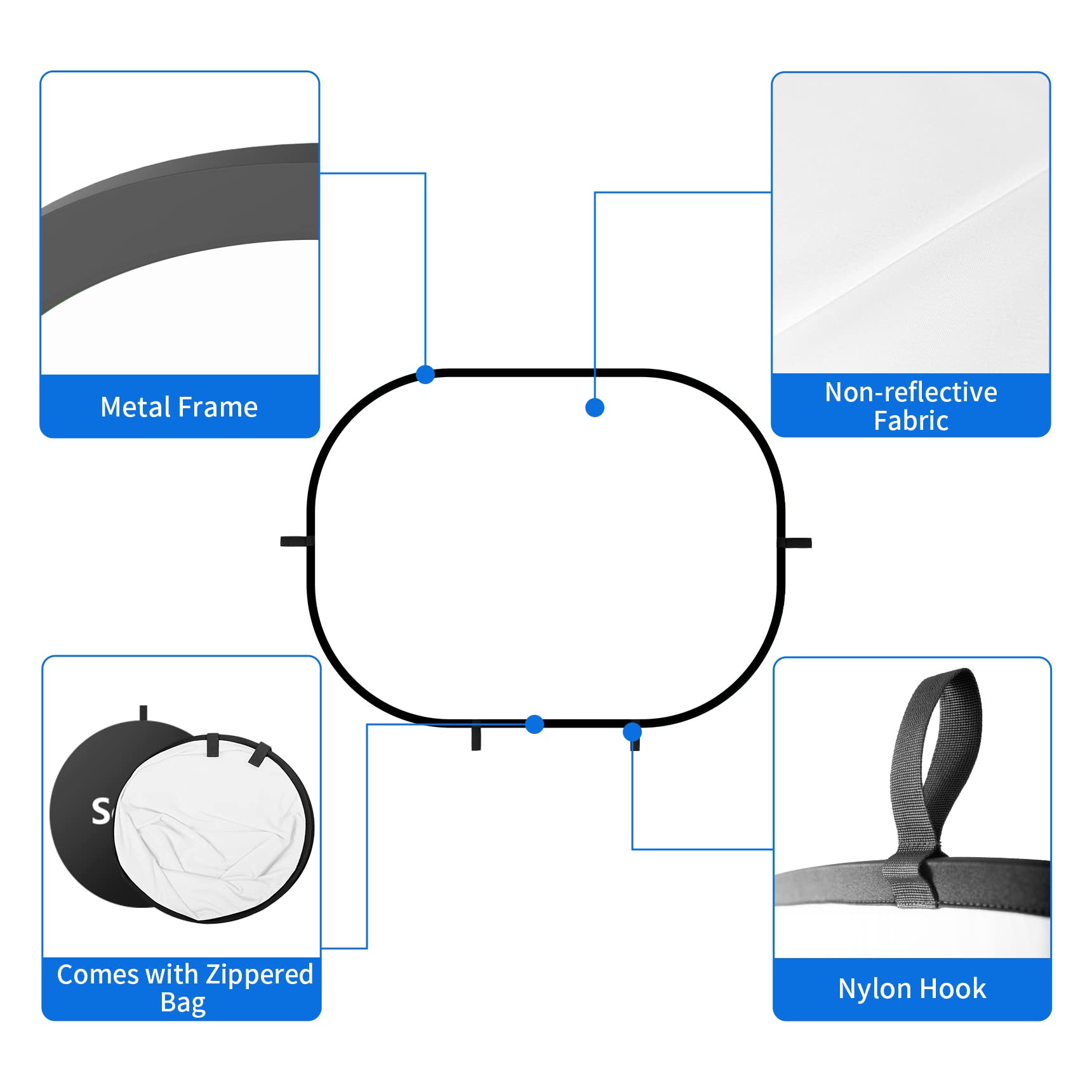 Selens Black White Backdrop 59X78.7Inches Pop Up Collapsible Background With Carrying Bag For Youtube Streaming Photo Studio Por