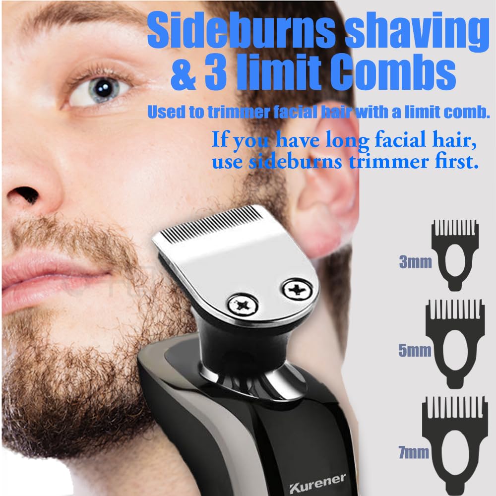 Kurener Electric Shaver Razor For Men Rechargeable 100% Waterproof Rotary For Shaving With Nose Trimmer Sideburns Trimmer Face C