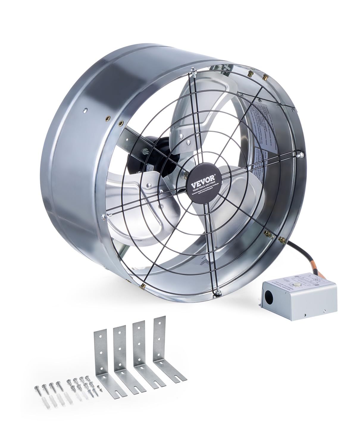 Vevor Gable Mount Fan, 15 Inch Attic Exhaust Fan With Adjustable Thermostat & Outer Mesh, 1300 Cfm House Ventilator Cools Up To 