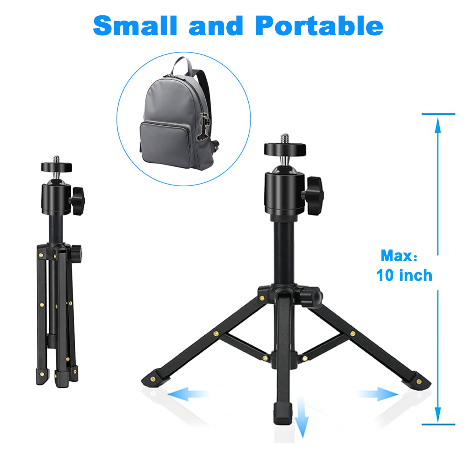 Jcwiny Mini Projector Stand, All Metal Mini Tripod Desktop Tabletop Stand Compact Desk Tripod For Mini Projector, Logitech Webcam, Iphone, Camera, Smooth 4, Osmo Mobile, Vimble 2