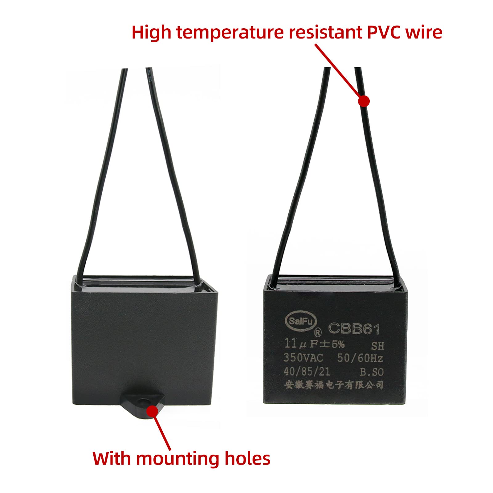Akzytue Cbb61 Capacitor 11Uf 350V Ac Ceiling Fan 2 Wire 50/60Hz For Starting Electric Fan Generator Pump Motor
