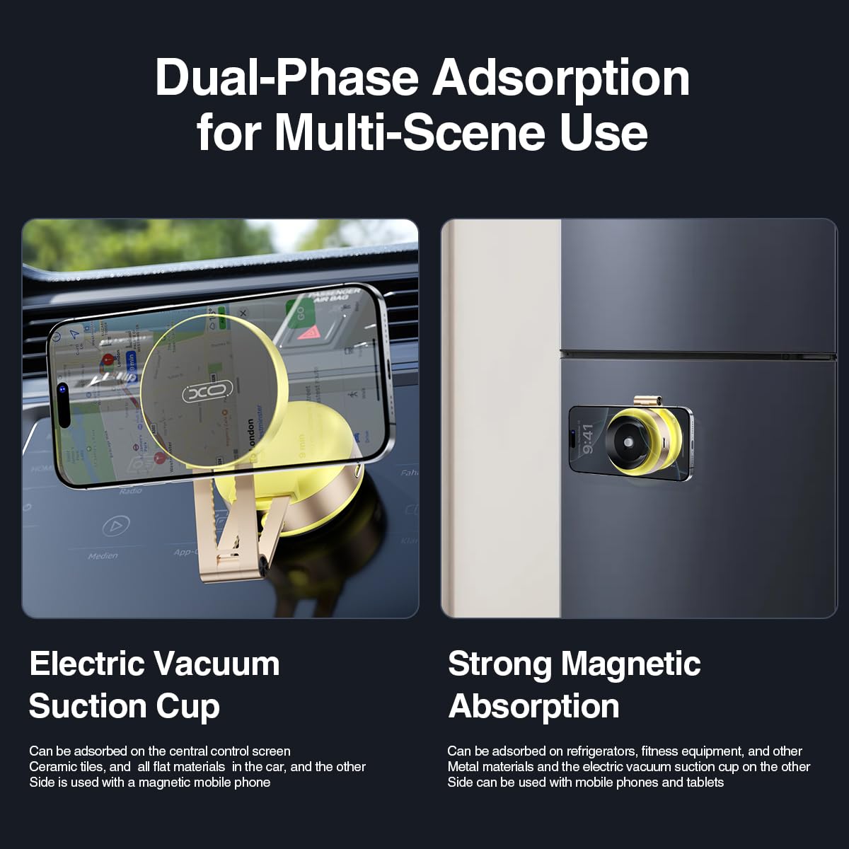 Xo Simple Is Beauty Vacuum Suction Magnetic Car Phone Holder, Electric Car Phone Mount Foldable Adjustable Phone Holder For Ipho