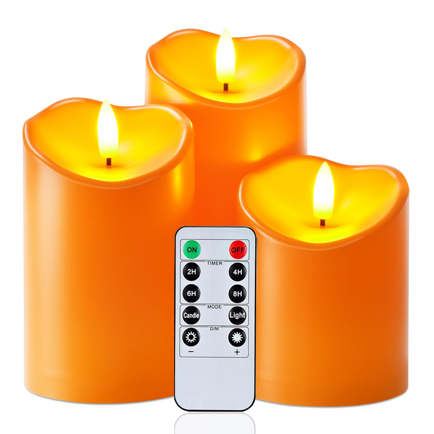 Homemory Halloween Orange Flameless Candles, Fall Candles, Outdoor Waterproof Flickering Battery Operated Led Pillar Candles Wit