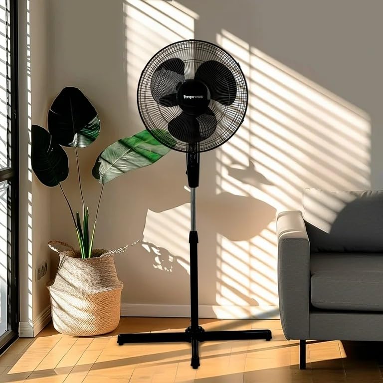 Impress Im 717B, 16 In Oscillating Stand Fan Black