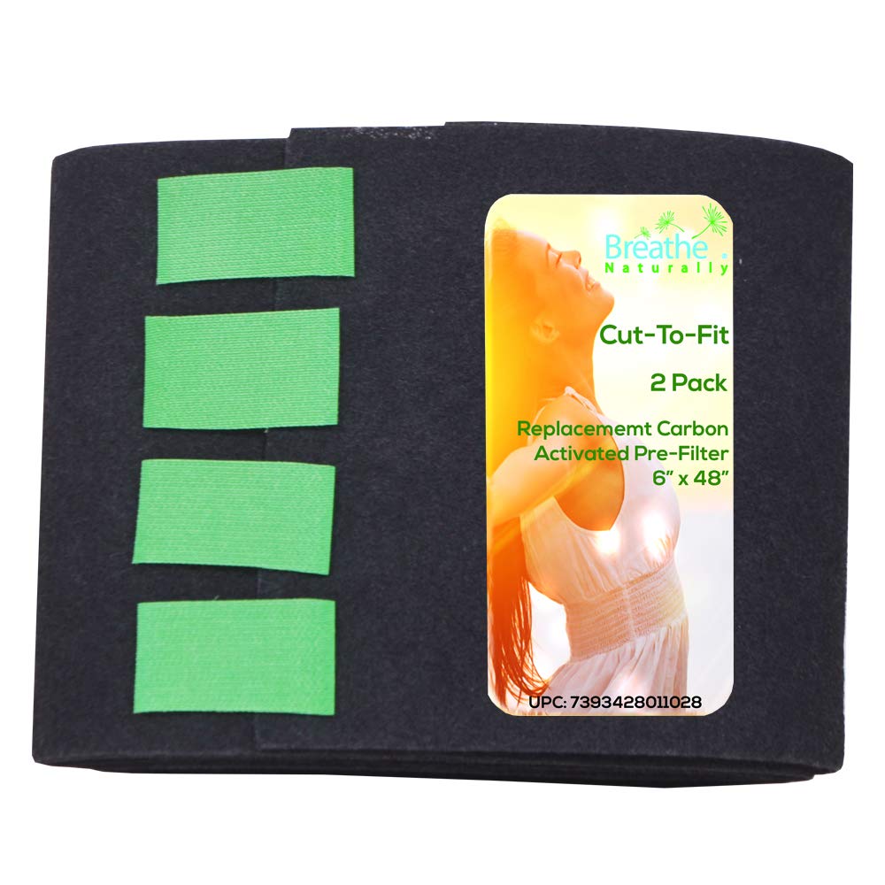 Breathe Naturally Universal 6X48 Cut To Fit Activated Carbon Filter (2 Pack) Charcoal Air Filter Sheet For Air Purifiers