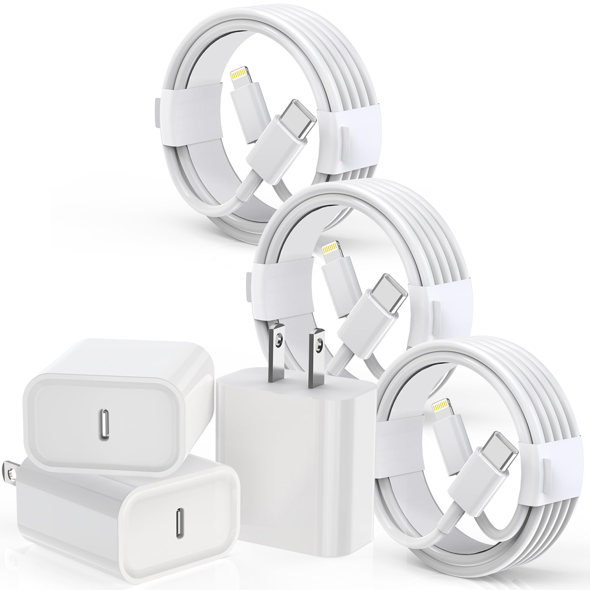 Iphone Charger Cord 6Ft,3Pack?Apple Mfi Certified? Usb C Iphone Fast Charger Apple Charging Travel Plug Charger Block Quick Appl