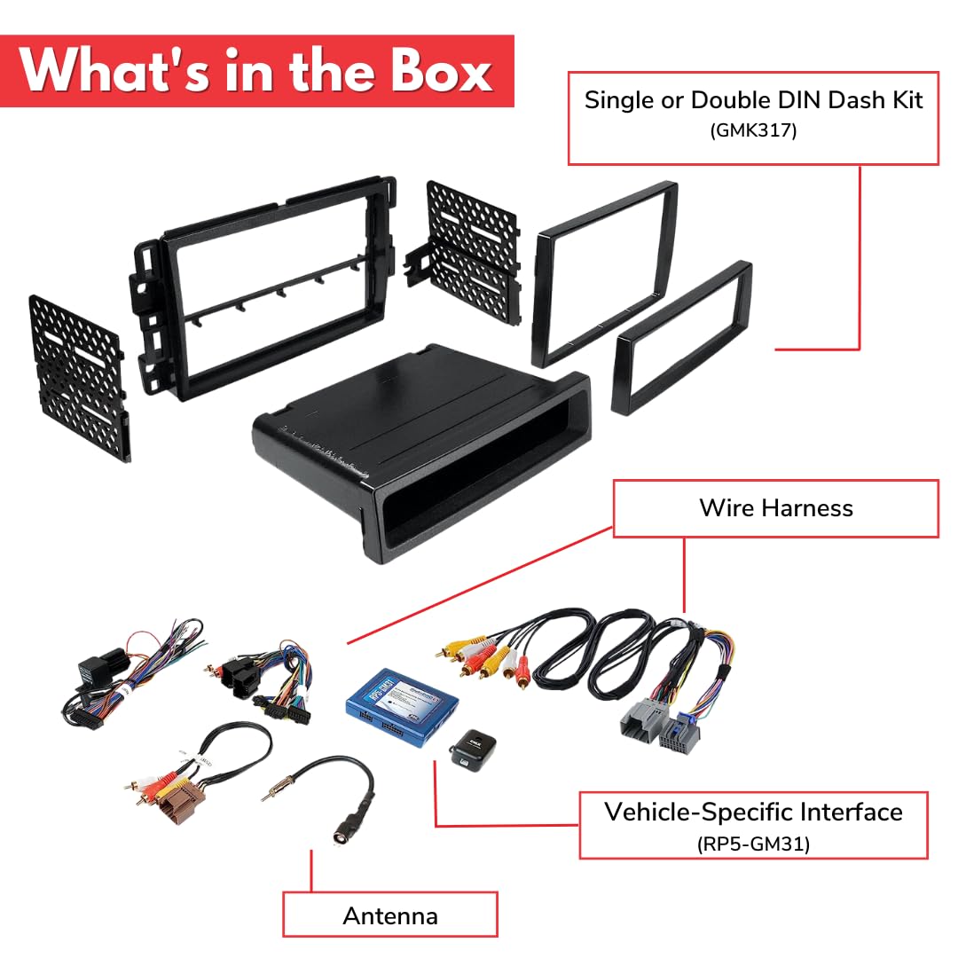 Single/Double Din Radio Dash Kit For 2007 2013 Chevy Silverado, Tahoe, Suburban, Yukon, Gmc Sierra W/Radio Module, Steering Whee