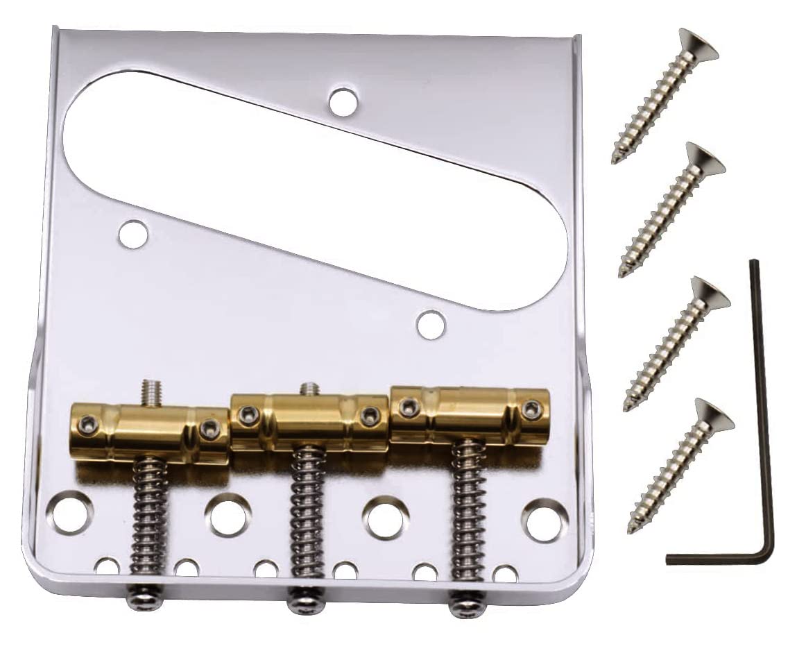 Tuoren Vintage Telecaster Bridge With Brass Compensated 3 Saddles Assembly Fit Fender Telecaster Tele Electric Guitar
