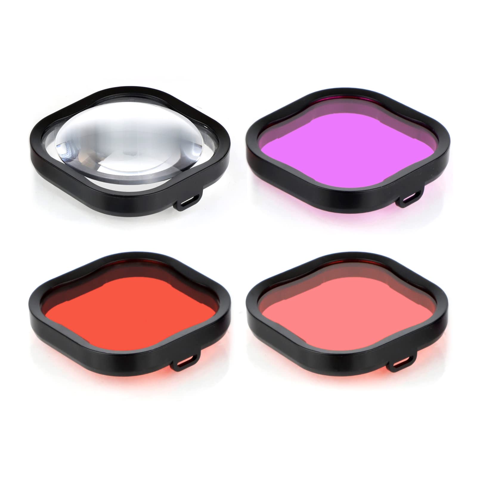 Gepuly 4 Pack Underwater Dive Filters For Gopro Hero 8 9 10 11 12 13 Black Official Waterproof Housing Case In Red, Light Red, M